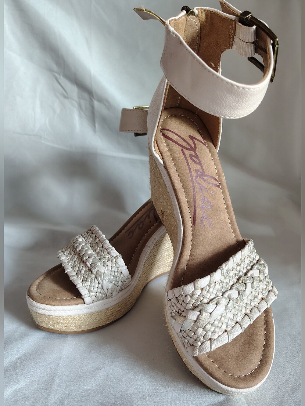 Zodiac Sabeen Espadrille Wedge Sandals Champagne Blush Metallic Gold Women's 7.5